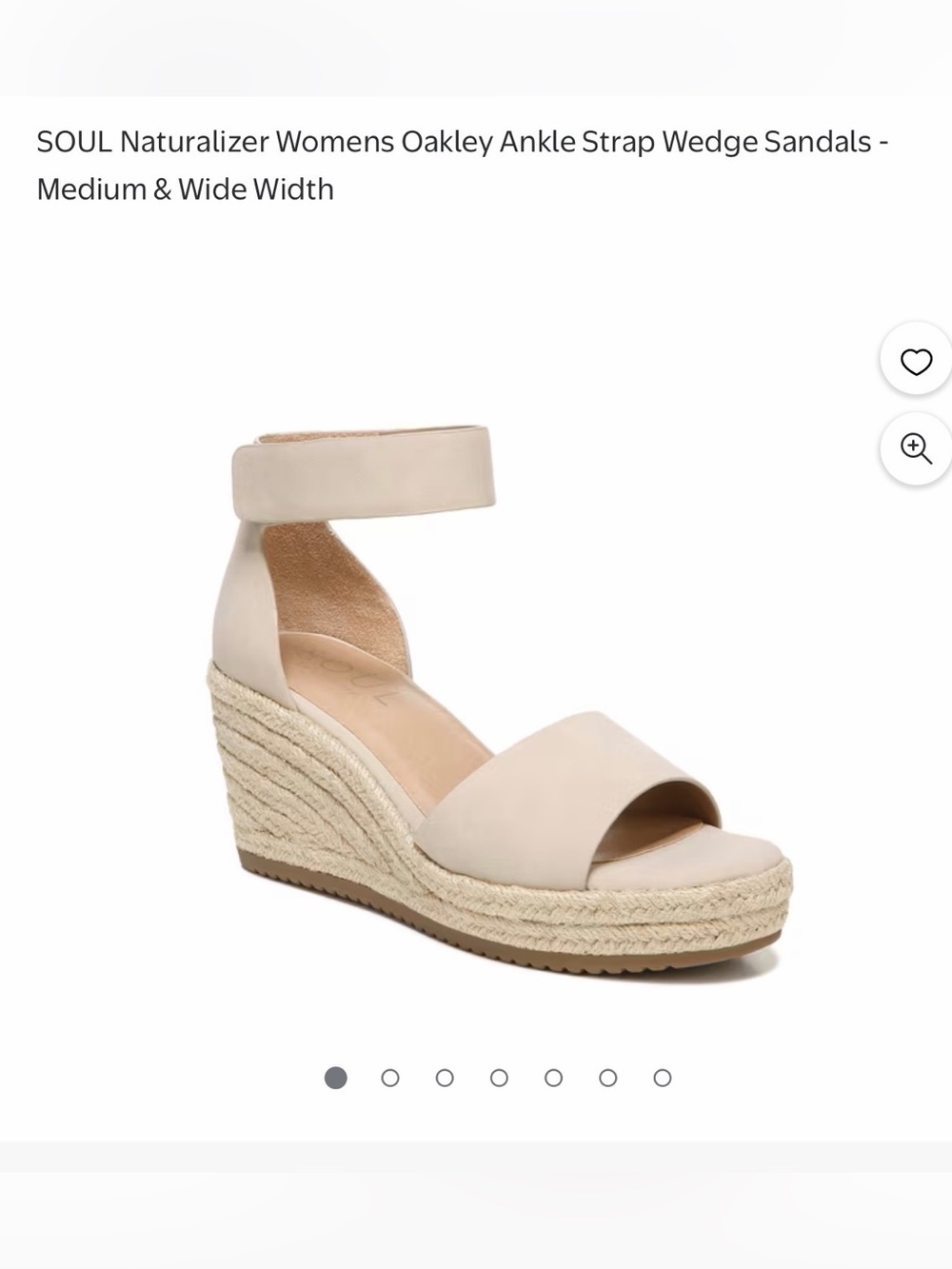 Naturalizer Neutral Beige Ankle-Strap Espadrille Wedge Sandals